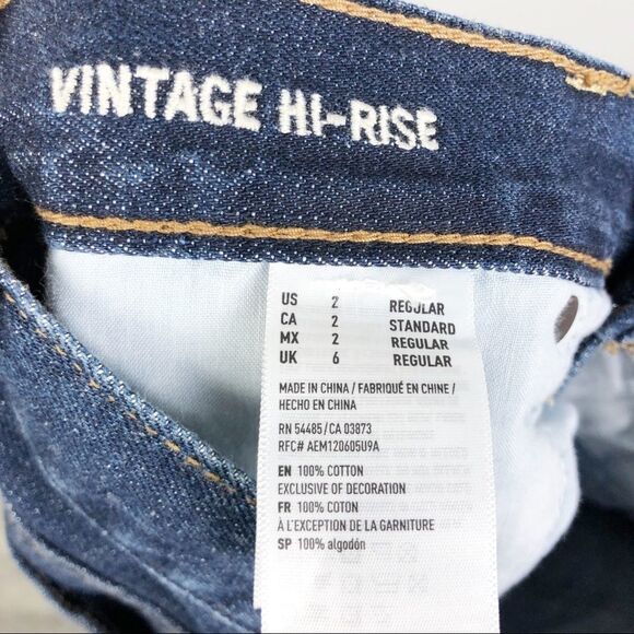 AMERICAN EAGLE | Vintage Hi-Rise Dark Wash Denim Jeans Women’s Size 2 - Picture 9 of 9